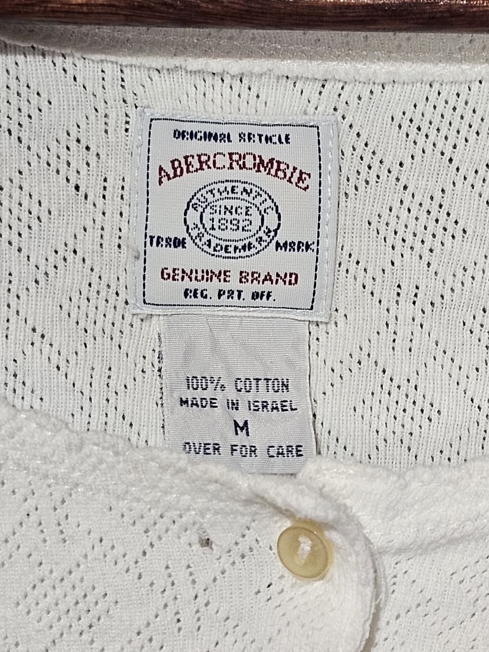Abercrombie & Fitch Vintage 90s Y2K White Pointelle Cropped Cardigan - M - Picture 4 of 6